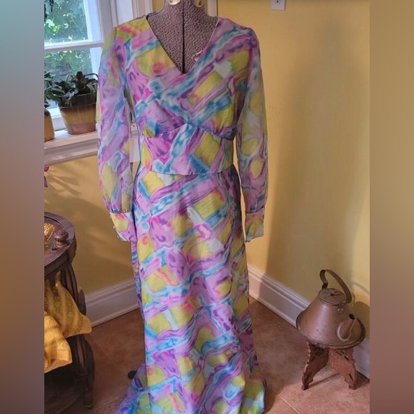 Vintage 1970s. Retro Maxi Dress. US14. - Picture 1 of 3